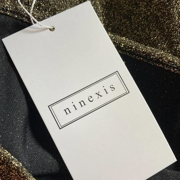 NWT Ninexis Lurux Cross Over Spagetti Strapped Dress Honey Gold Sz Sm & Sz Med - Picture 3 of 9